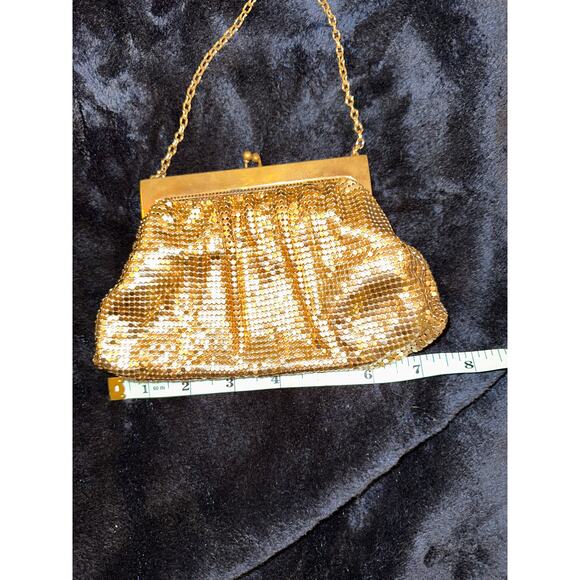 VINTAGE 40'S WHITING & DAVIS GOLD MESH EVENING BAG HANDBAG - Picture 6 of 6
